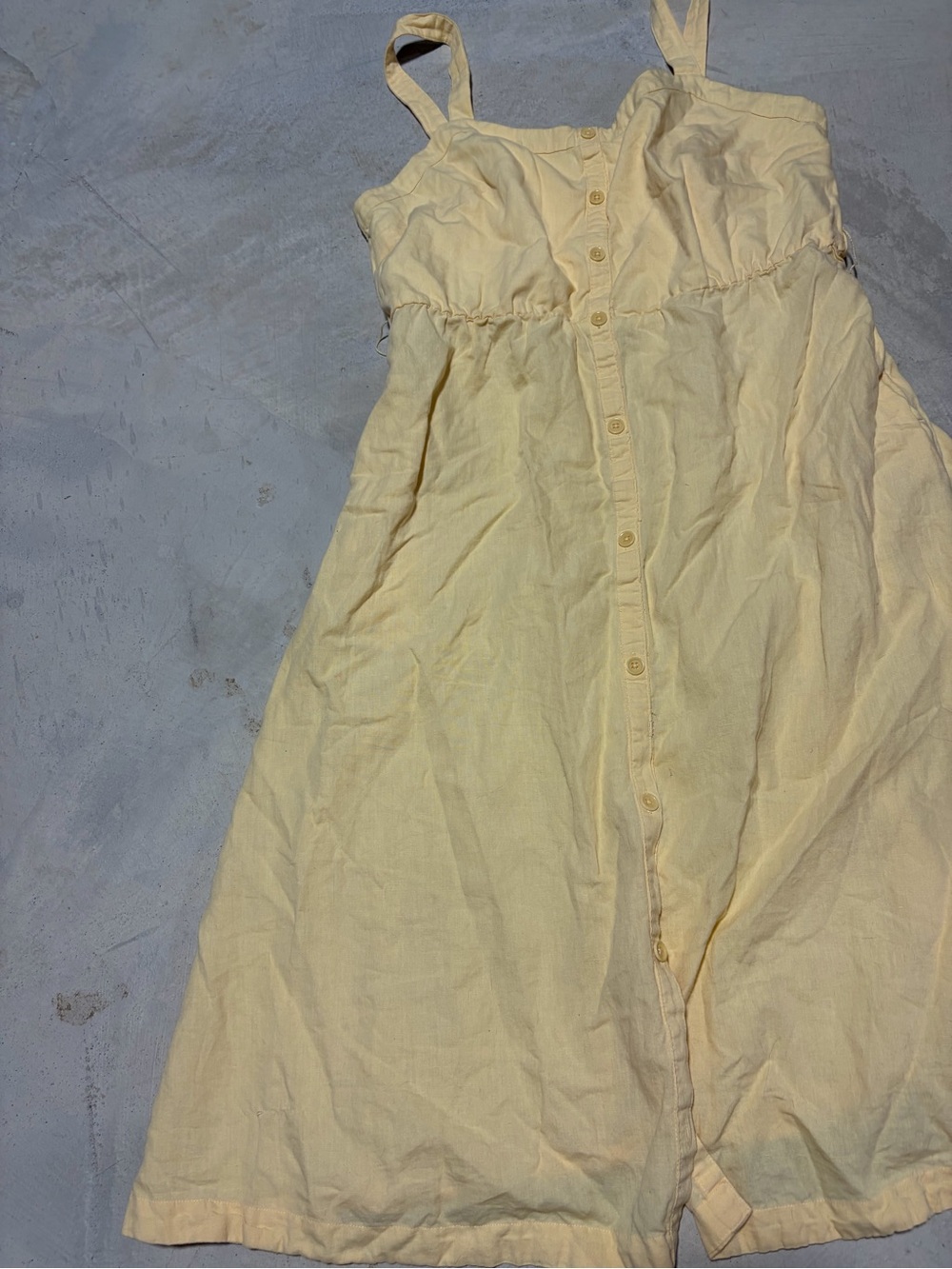 Pact cotton linen blend Light Yellow Button-Front Sundress large - Picture 2 of 11